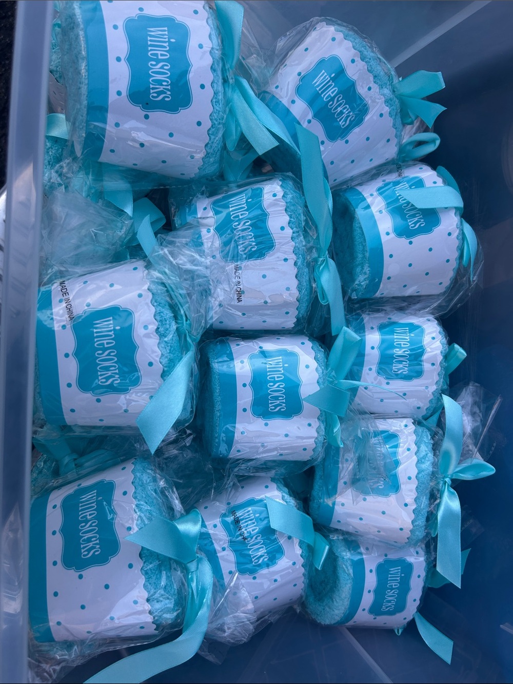 Bundle of 30 Turquoise/blue Wine Gift Socks